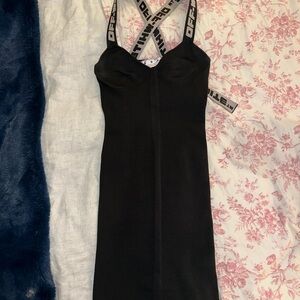 Off-White Black Strapless Dress with Logo Straps